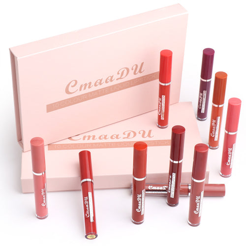 10-Piece Waterproof Matte Lipstick Set | Long-Lasting Non-Stick Lip Color